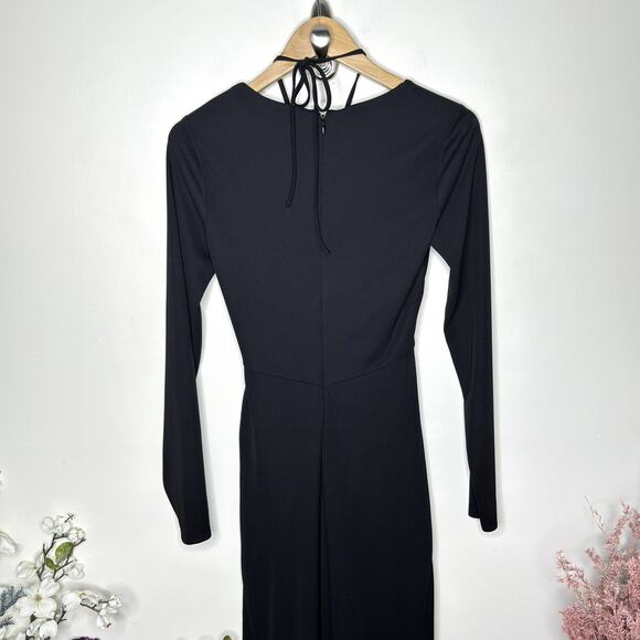 NICHOLAS Nadia Bandeau Halter Ruched Maxi Dress Black Sz 2 $495 {3J16} - Picture 4 of 8